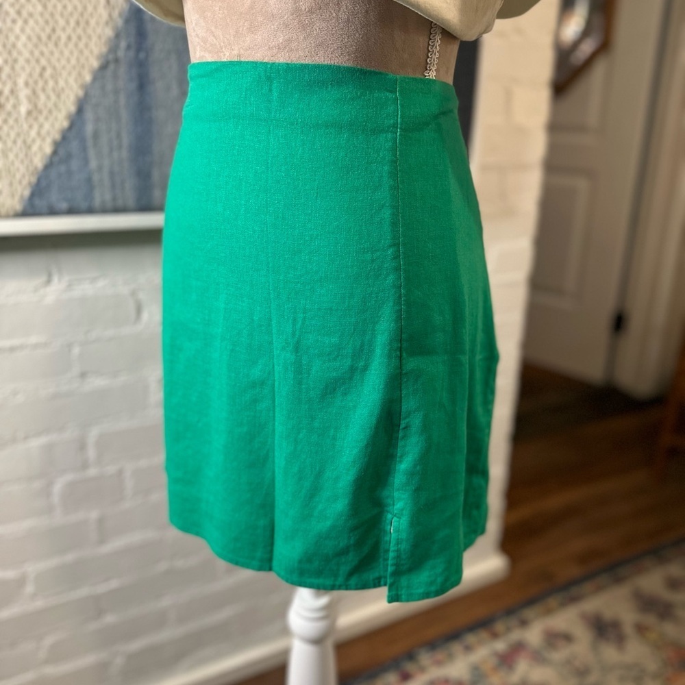 NWT A New Day Green Linen Blend Mini Skirt - Picture 5 of 12